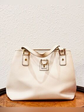 Authentic Vintage GUCCI Abbey White Leather Tote Handbag W/Pink Interior